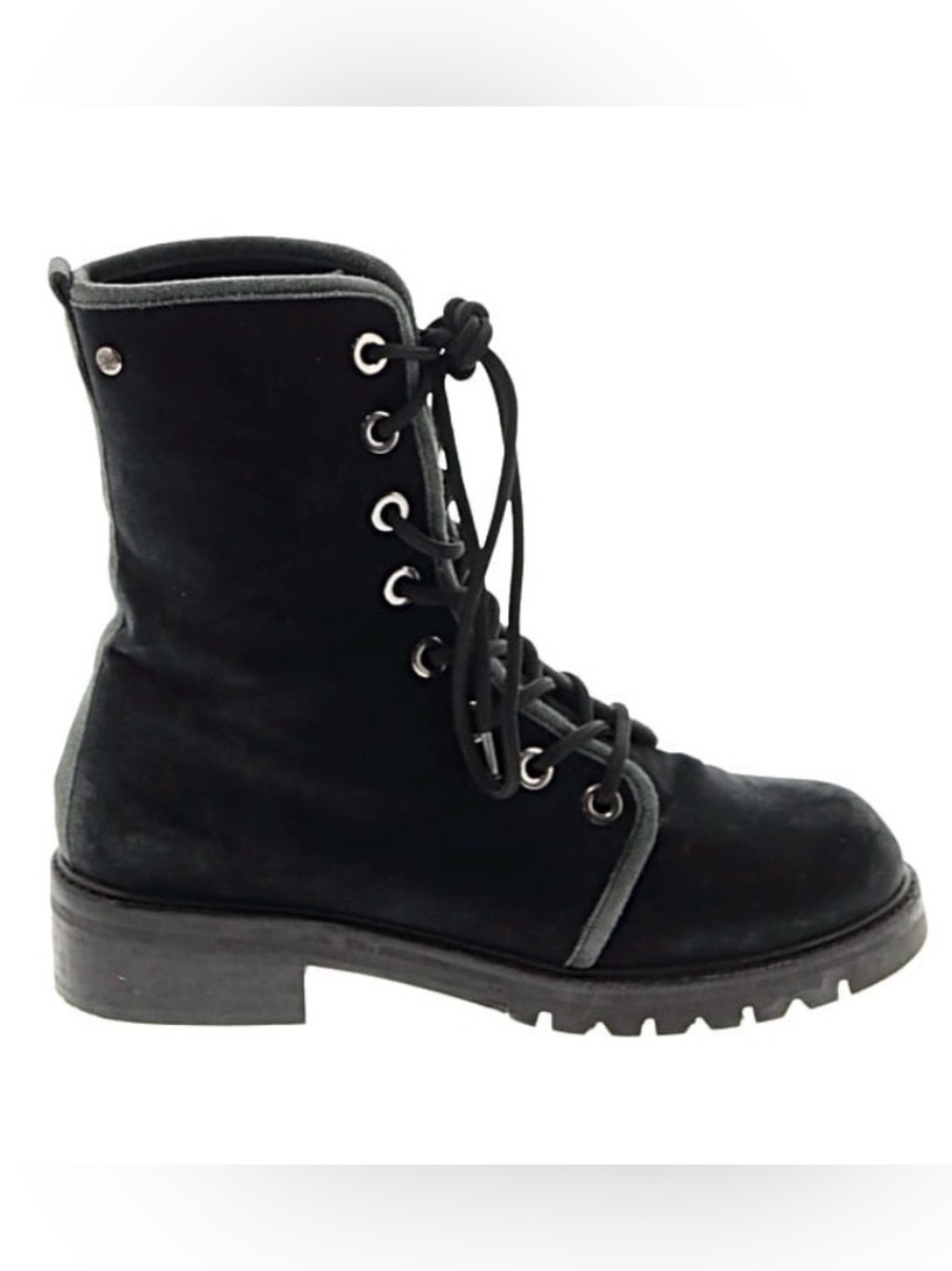 Stuart Weitzman Dark Gray/Black Velvet Combat Boots Sz. 5 1/2